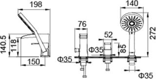 Смеситель на борт ванны Timo Lumi хром 4210/00Y